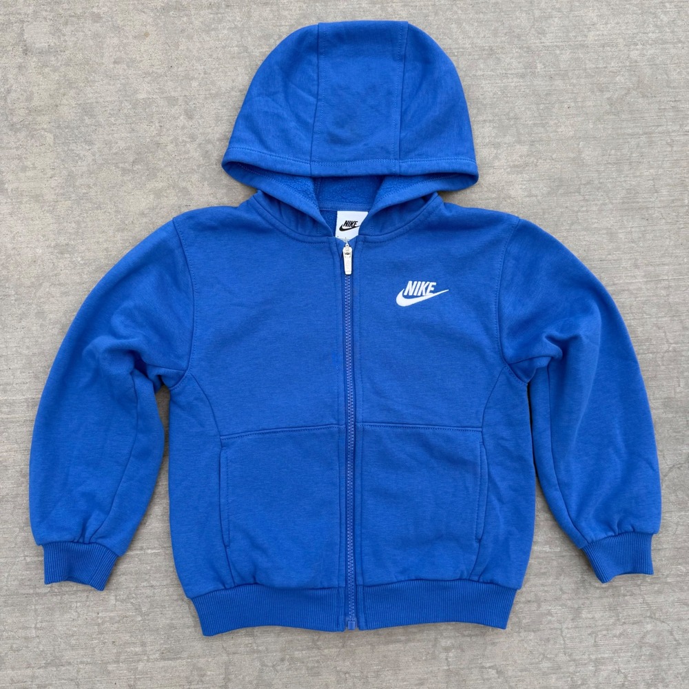 Nike Boys Royal Blue Full Zip Fleece Hoodie Sweatshirt Size 7 L 6-7YRS